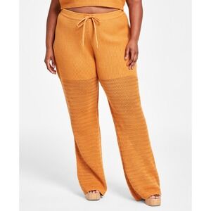 Nina Parker Pants Womens Plus 4X Brown High Rise Crochet Trendy Pants NWT